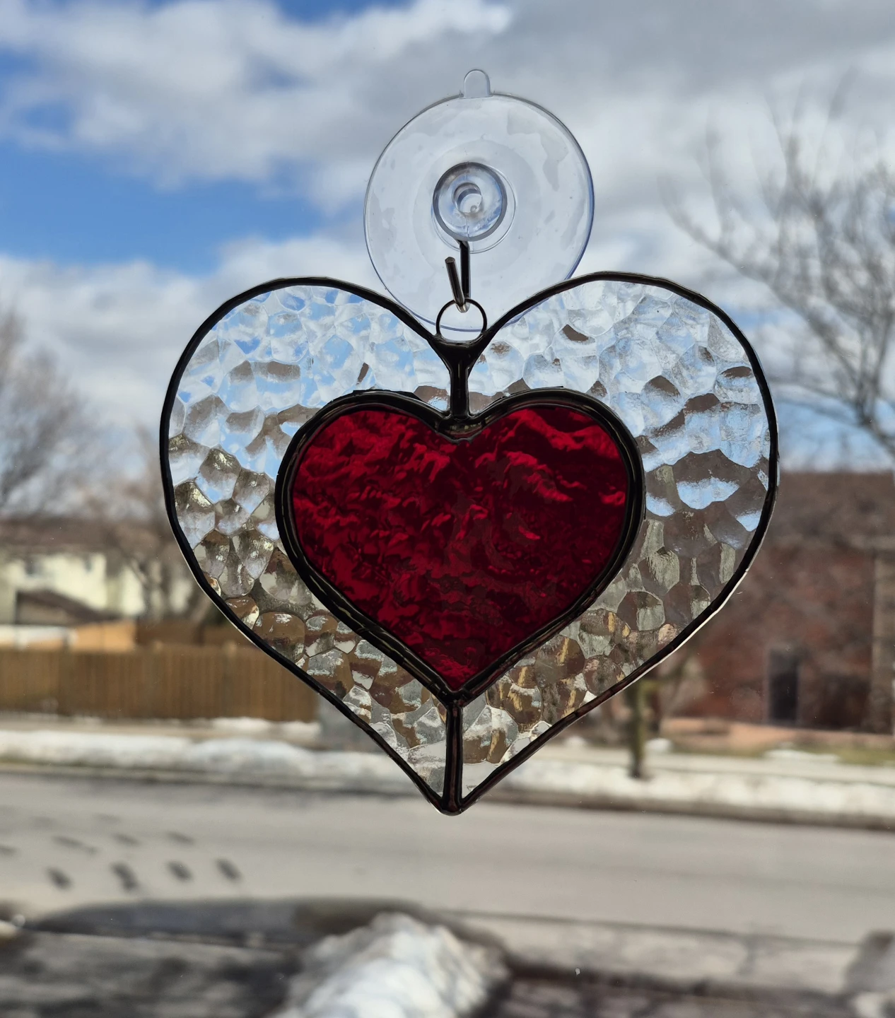Handmade stained glass heart suncatcher
