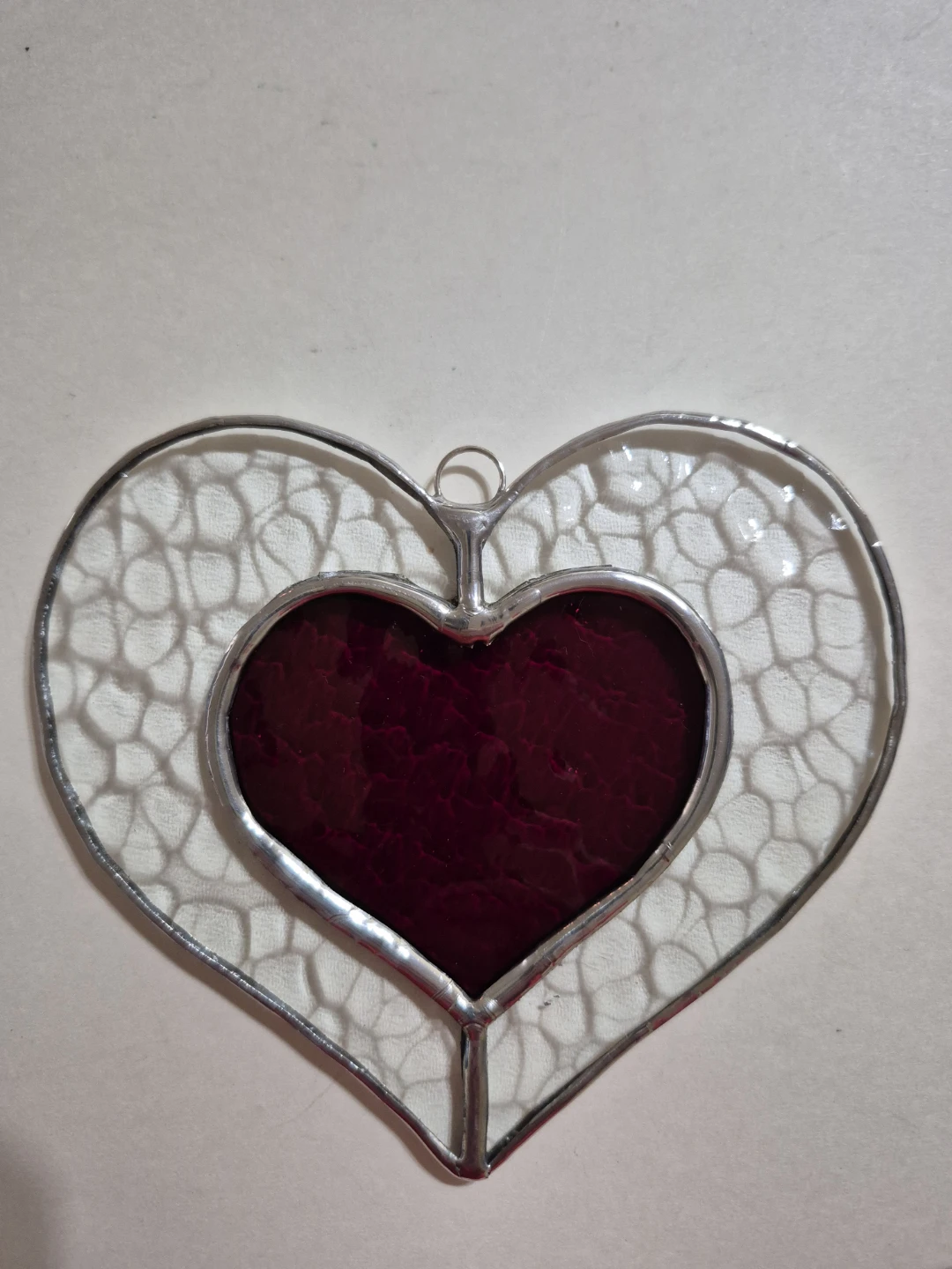 Handmade stained glass heart suncatcher - photo 3