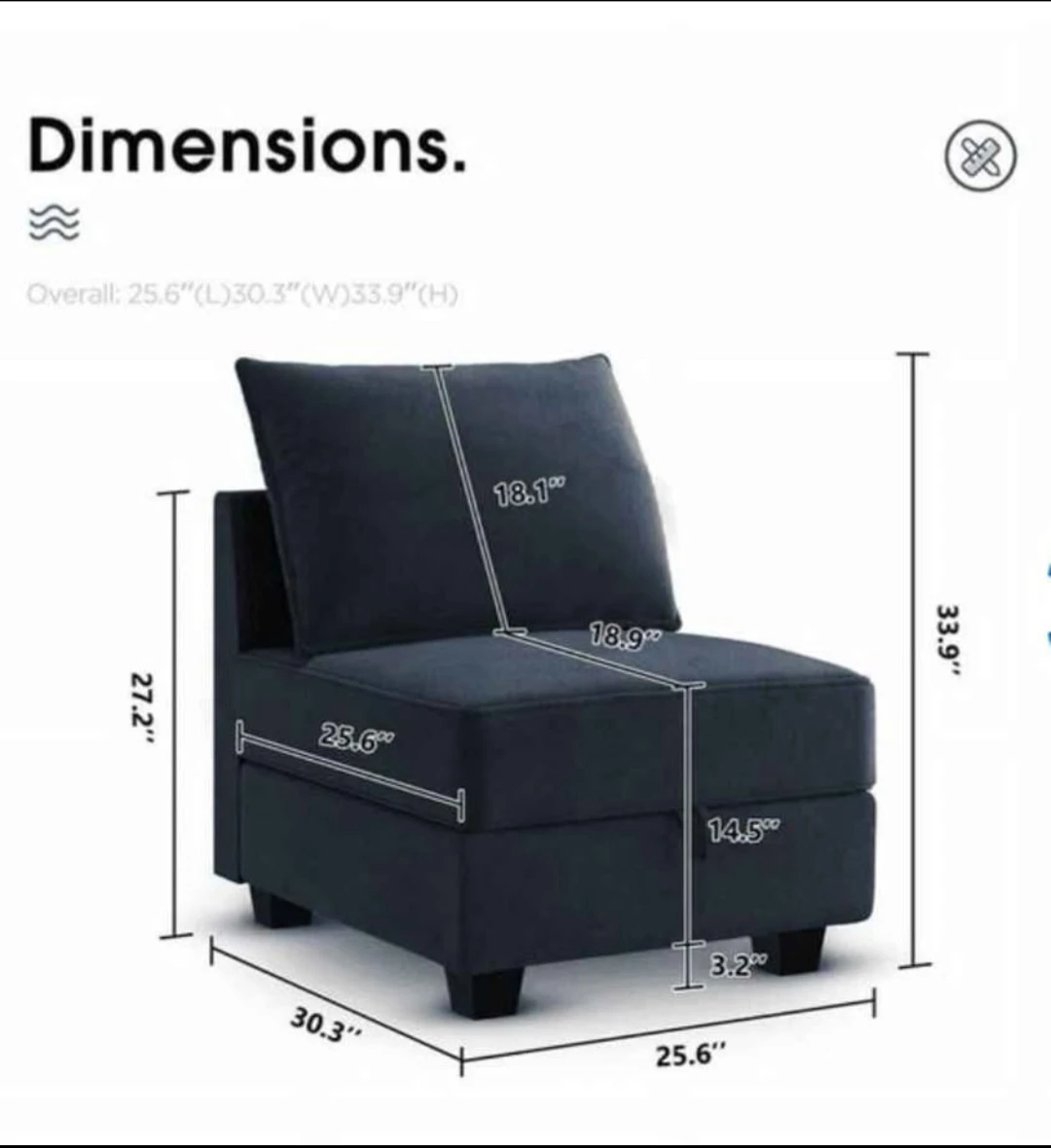 Dark Grey Storage Ottoman Chair. Brand new in Box