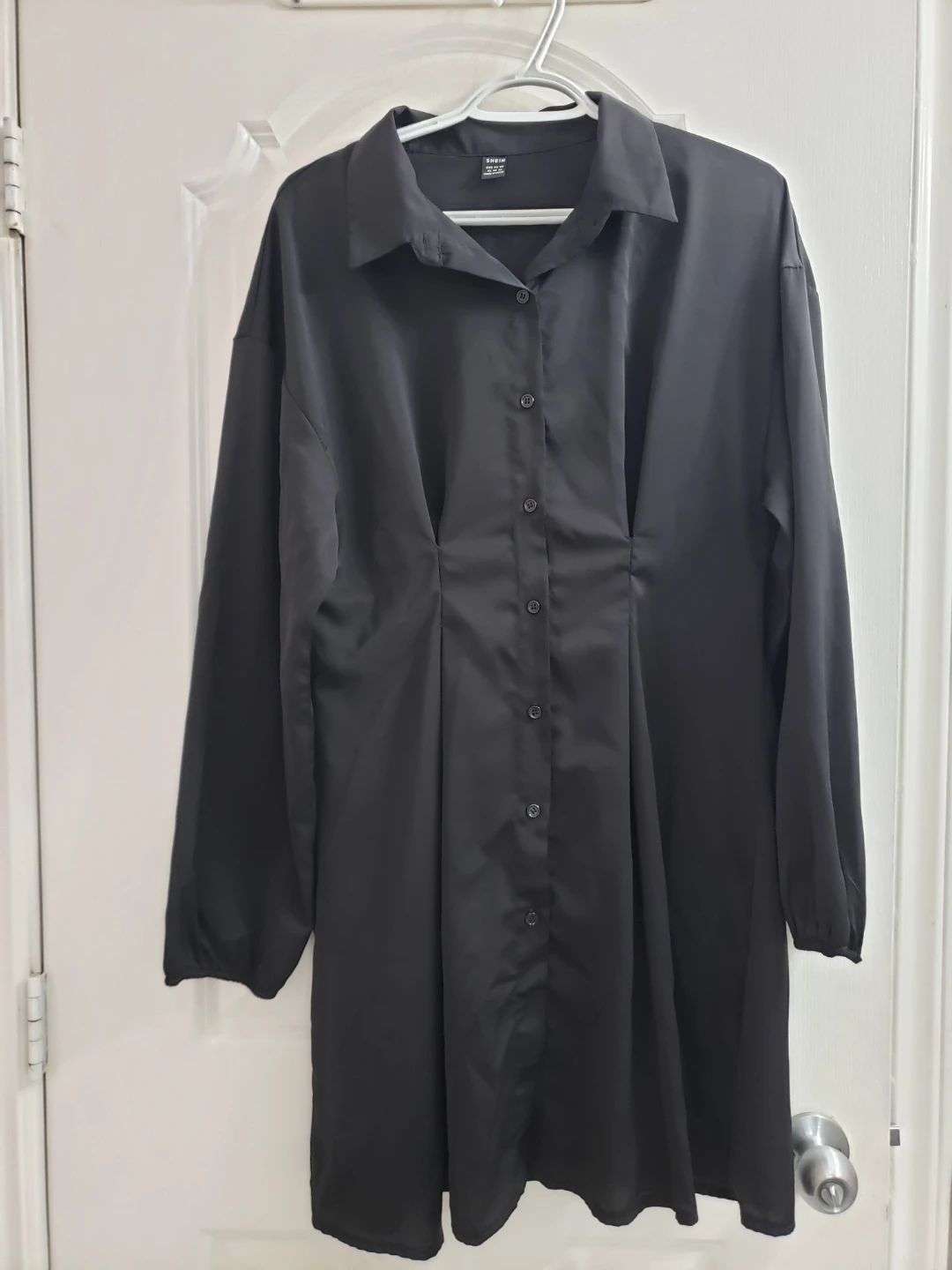 SHEIN Black Button-Up Shirt Dress - XL