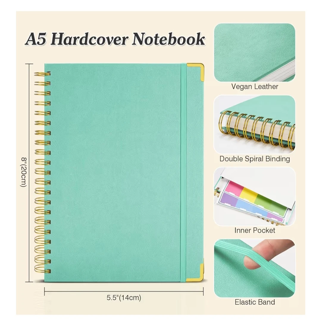 Spiral Notebook,300 page, A5 Dot, 5.5" x 8", Green - photo 2