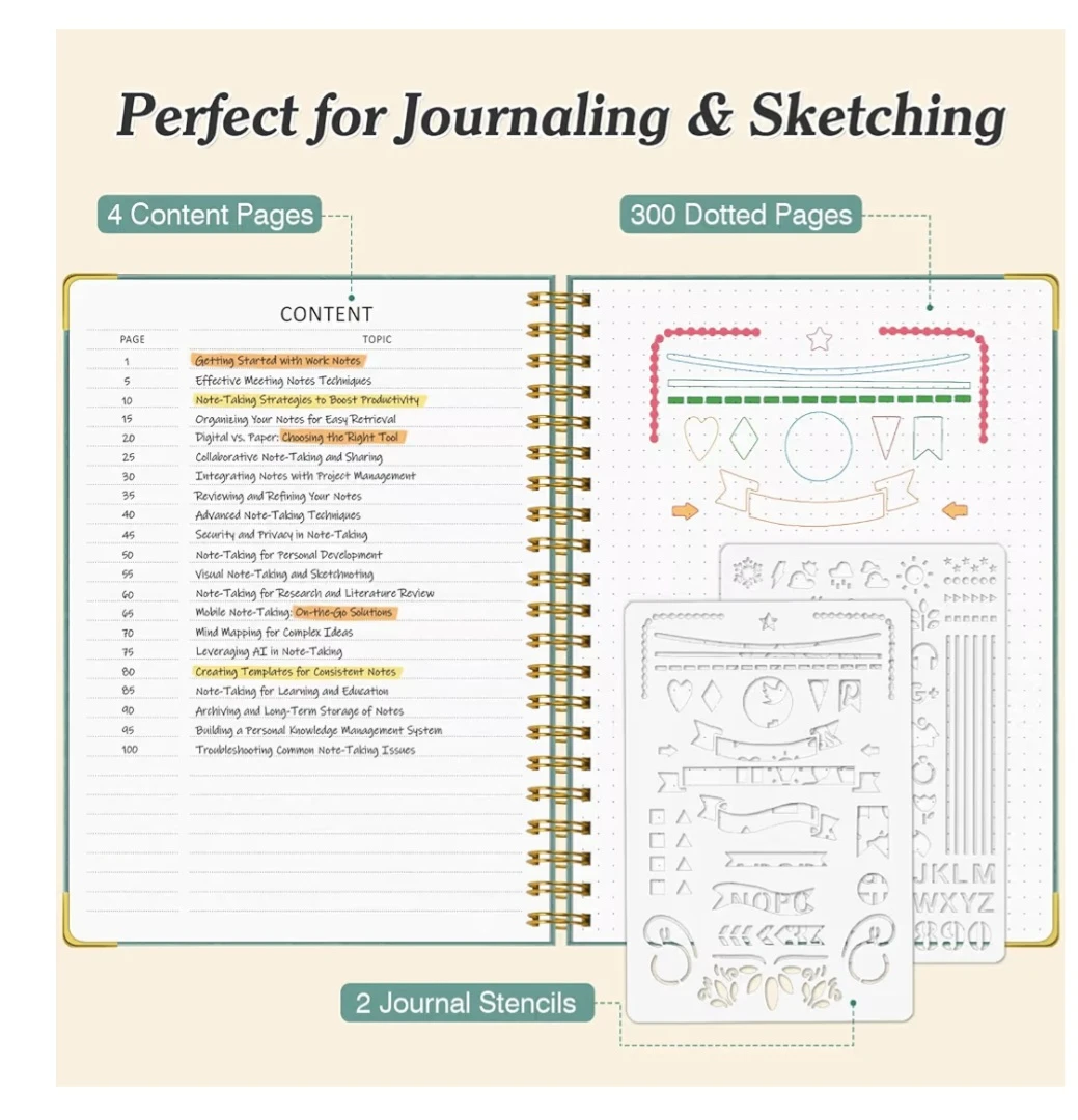 Spiral Notebook,300 page, A5 Dot, 5.5" x 8", Green - photo 4