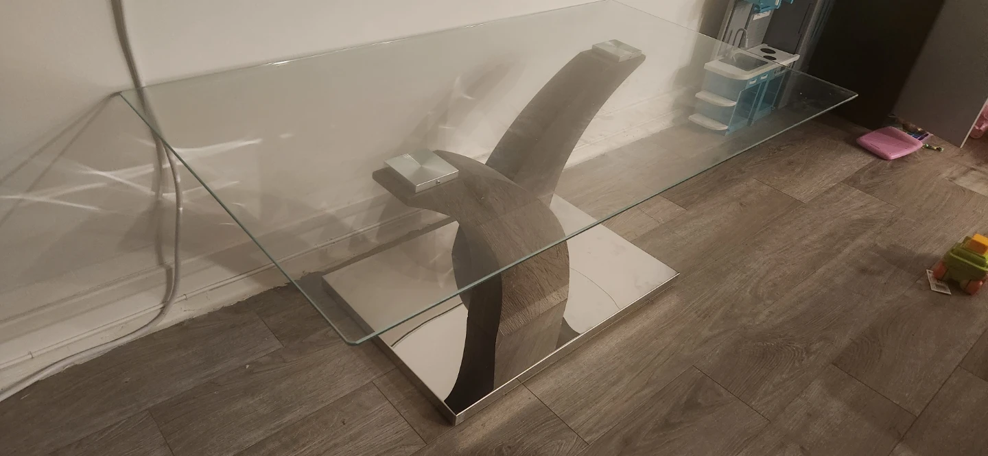 Glass Coffee Table with Modern Base