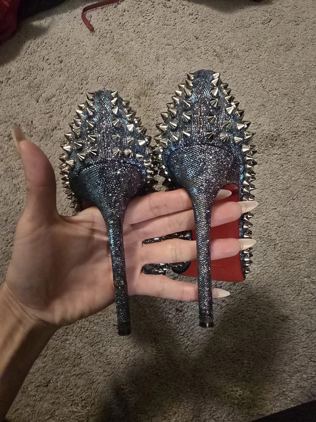 Christian Louboutin Spiked Peep-Toe Heels - photo 3