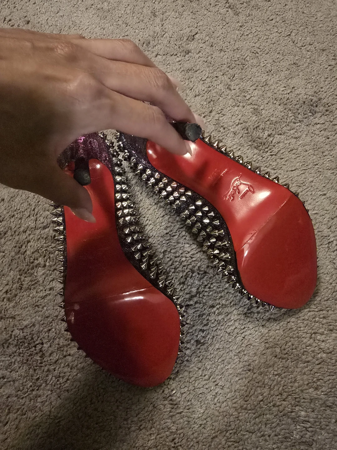 Christian Louboutin Spiked Peep-Toe Heels - photo 4