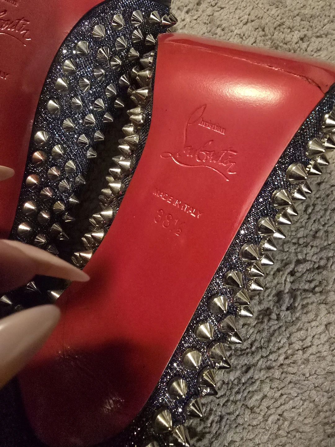Christian Louboutin Spiked Peep-Toe Heels - photo 5