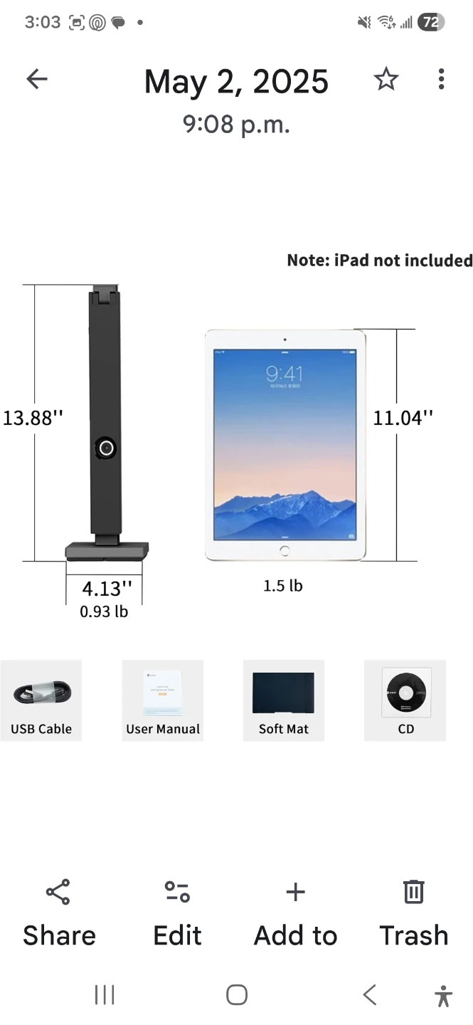 Document Scanner with USB Cable and Manual