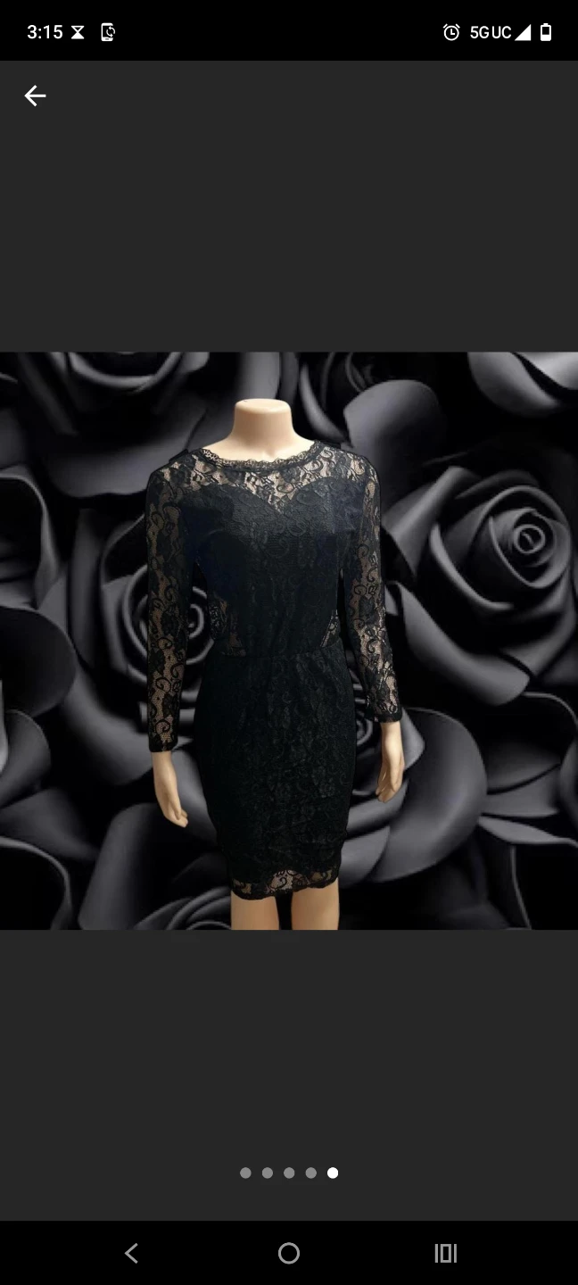 Black Lace Mini Dress with Beaded Back - photo 2
