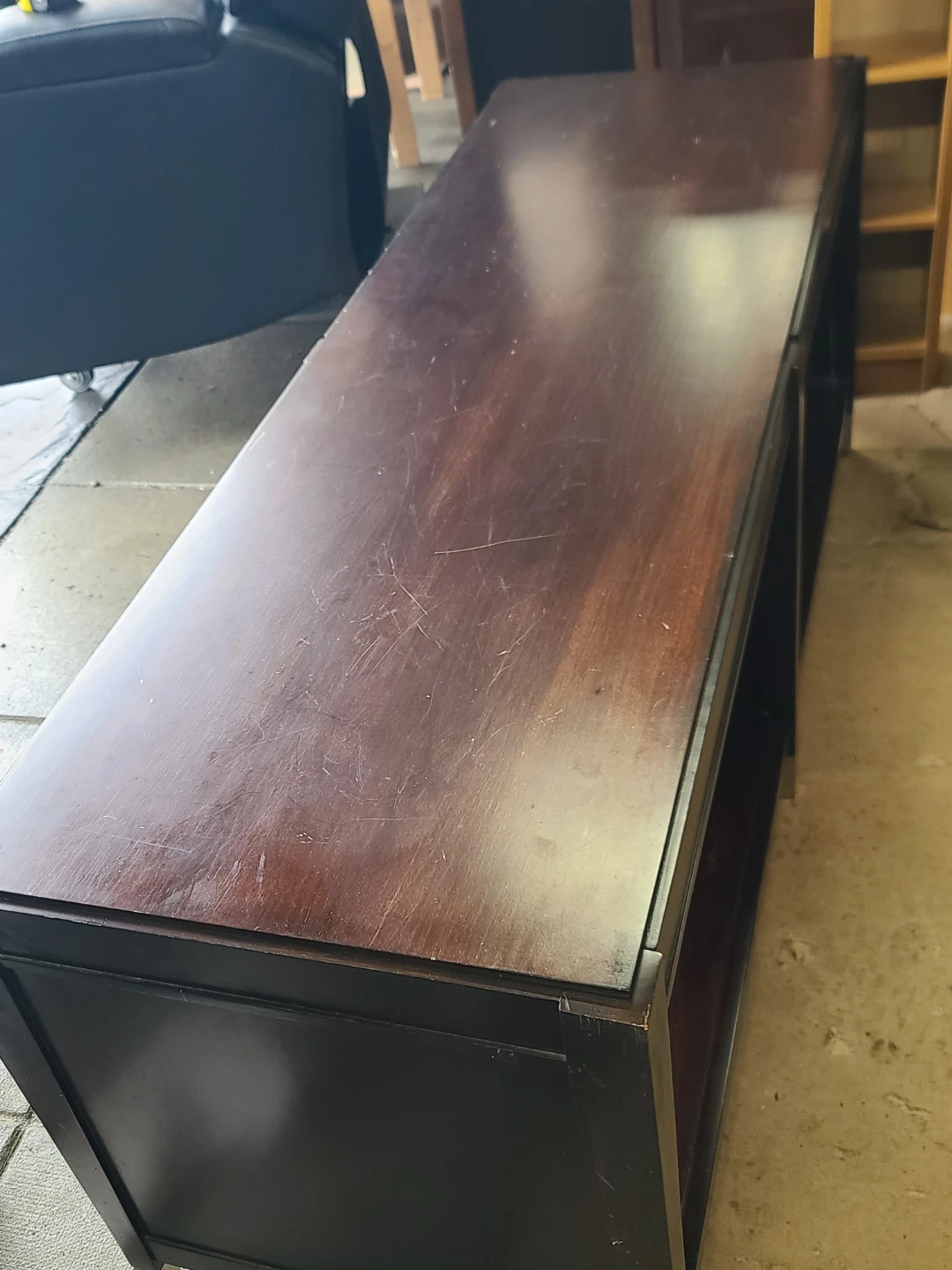 Dark Wood Media Console / Shelf Unit - photo 4