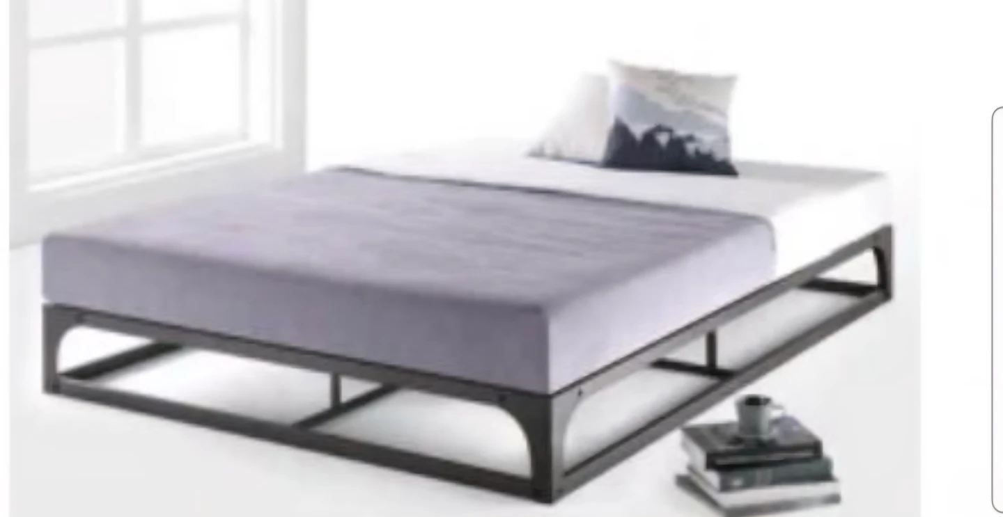 Metal Platform Double Bed Frame and Double Mattress