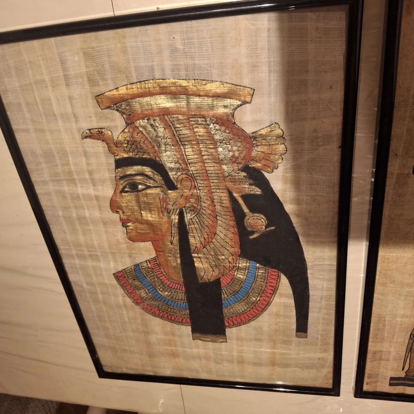 Framed Egyptian Papyrus replicas  Art - Set of 2 - photo 3