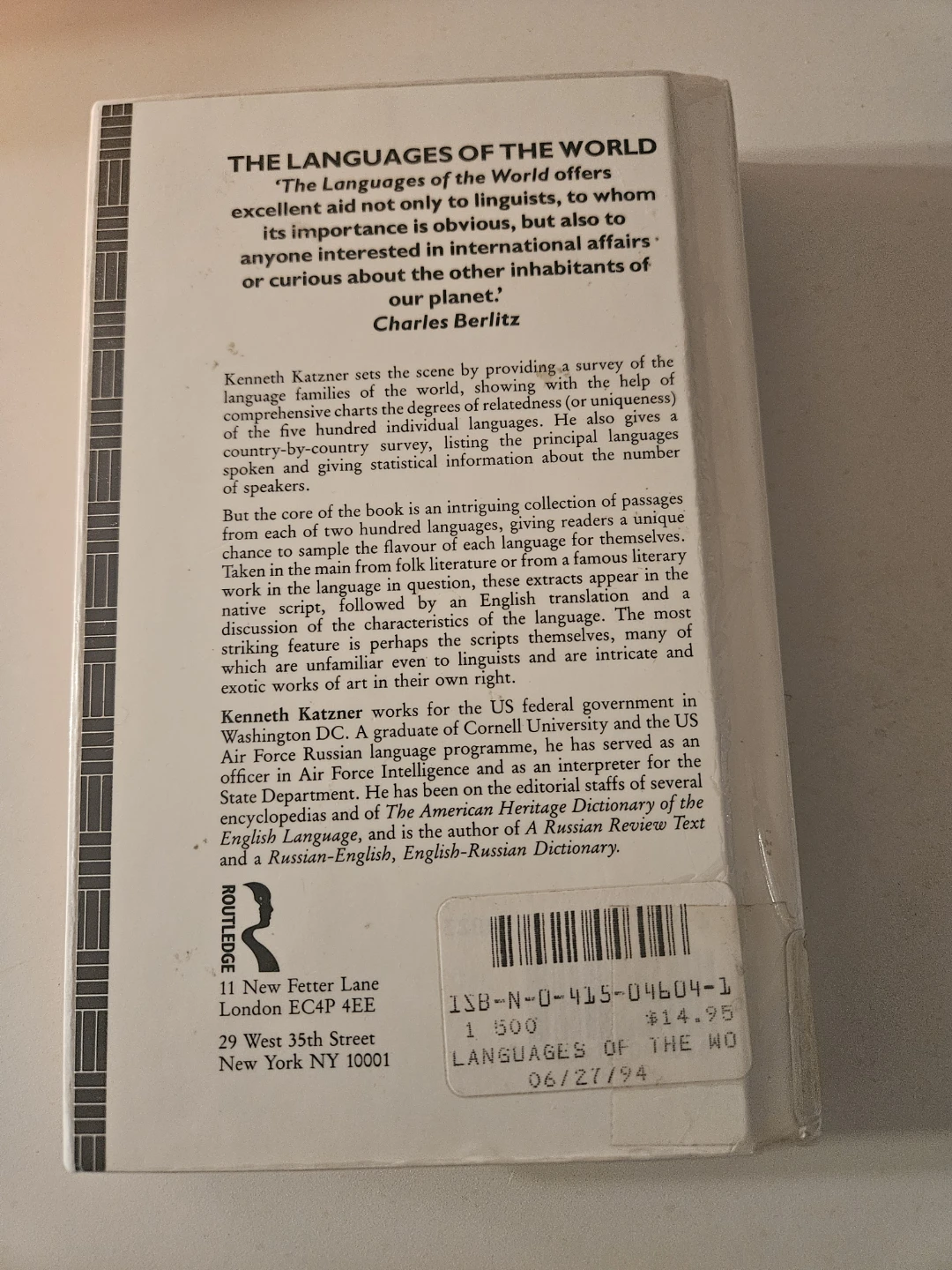 The Languages of the World book by Kenneth Katzner - photo 2