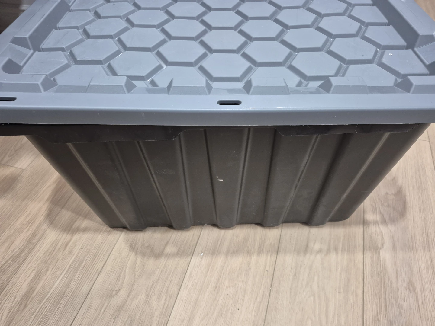 Grey Plastic Storage Bin with Lid