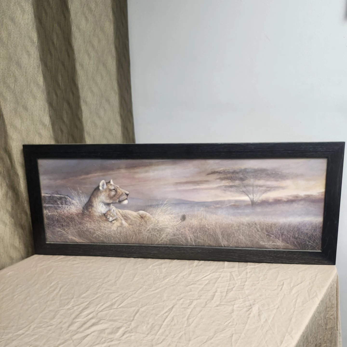 Framed Lioness and Cub Art Print
