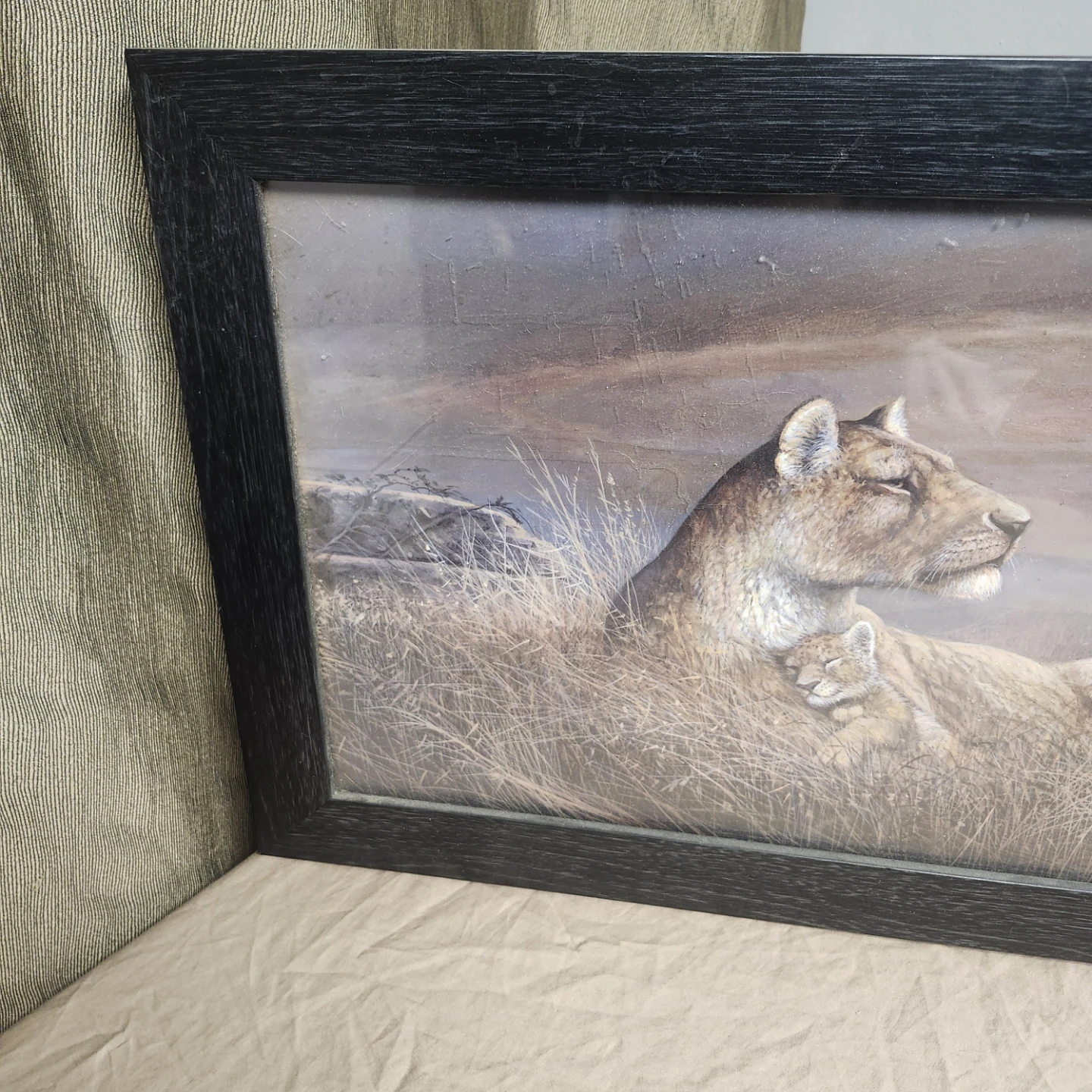 Framed Lioness and Cub Art Print - photo 3