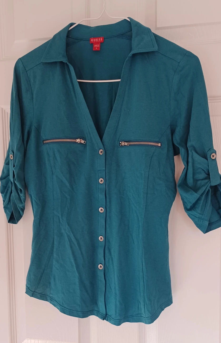 Guess Teal Button-Up Shirt with Zip - photo 2