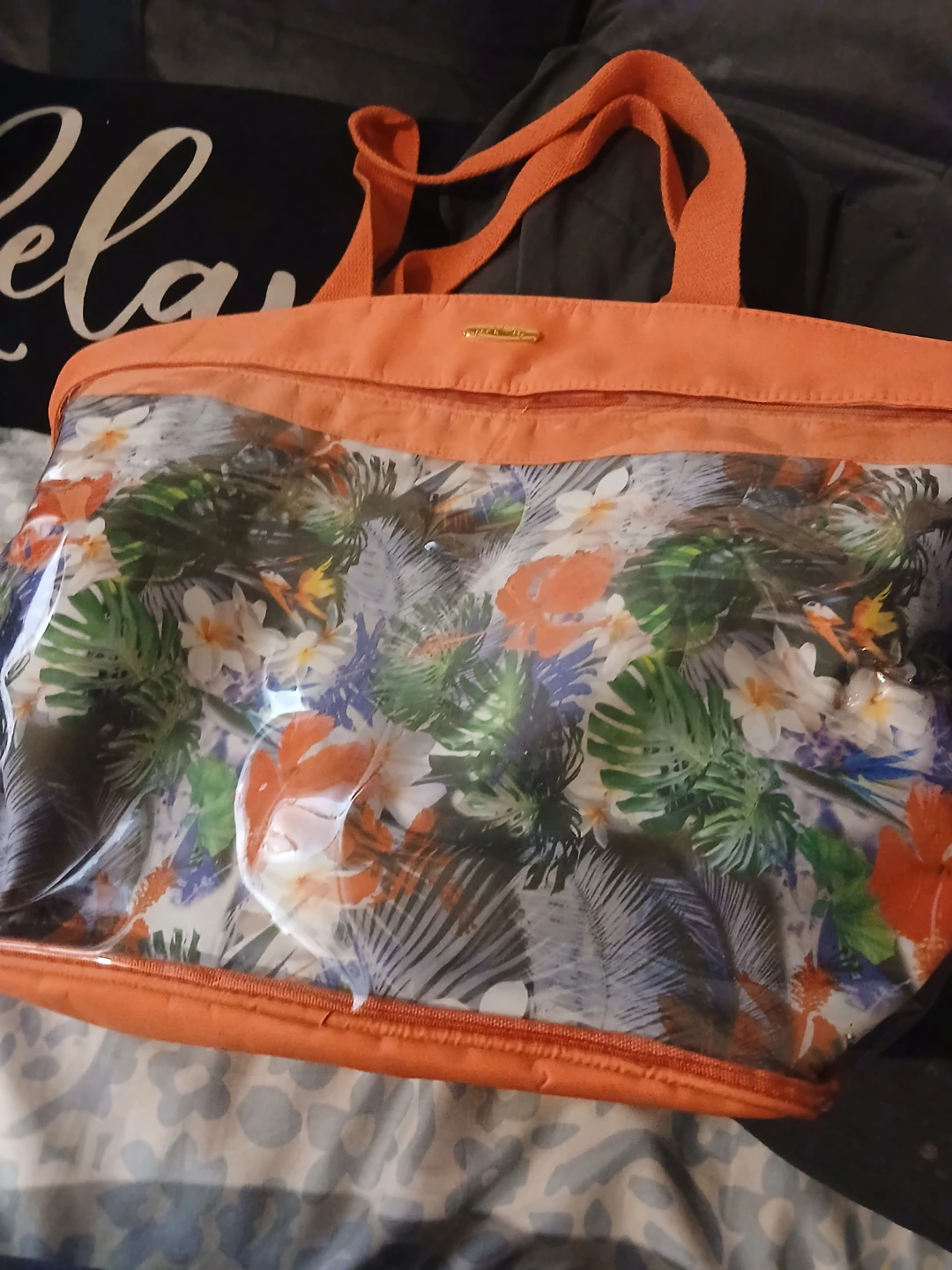 Jack and Missy Clear Beach Bag with Tropical Print