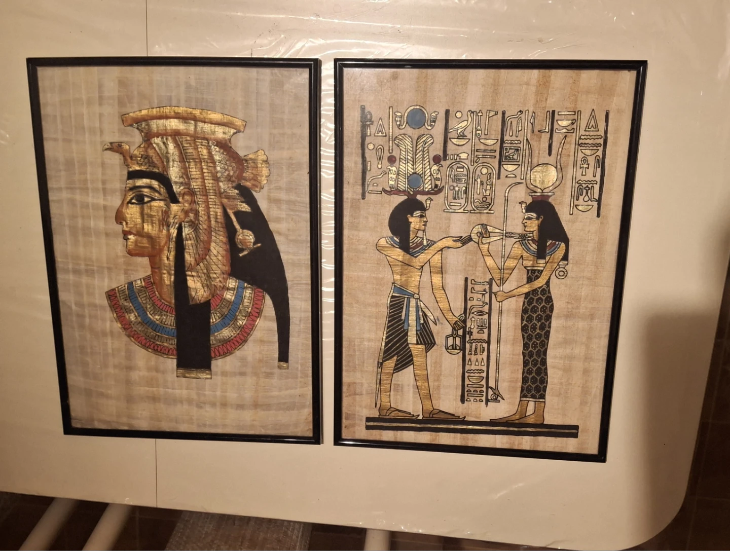 Framed Egyptian Papyrus replicas  Art - Set of 2 - photo 2