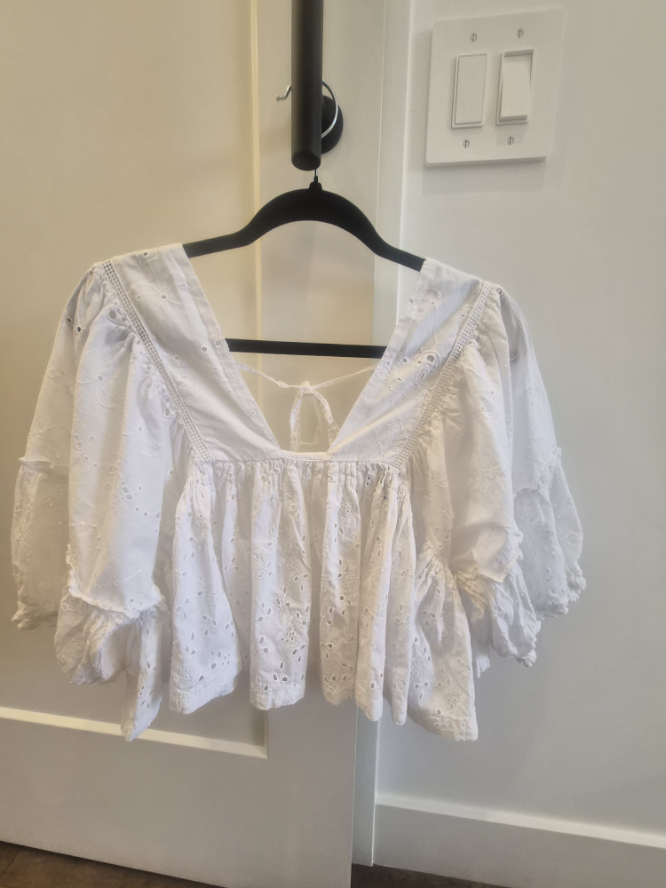 French Connection White Eyelet Top - Size S