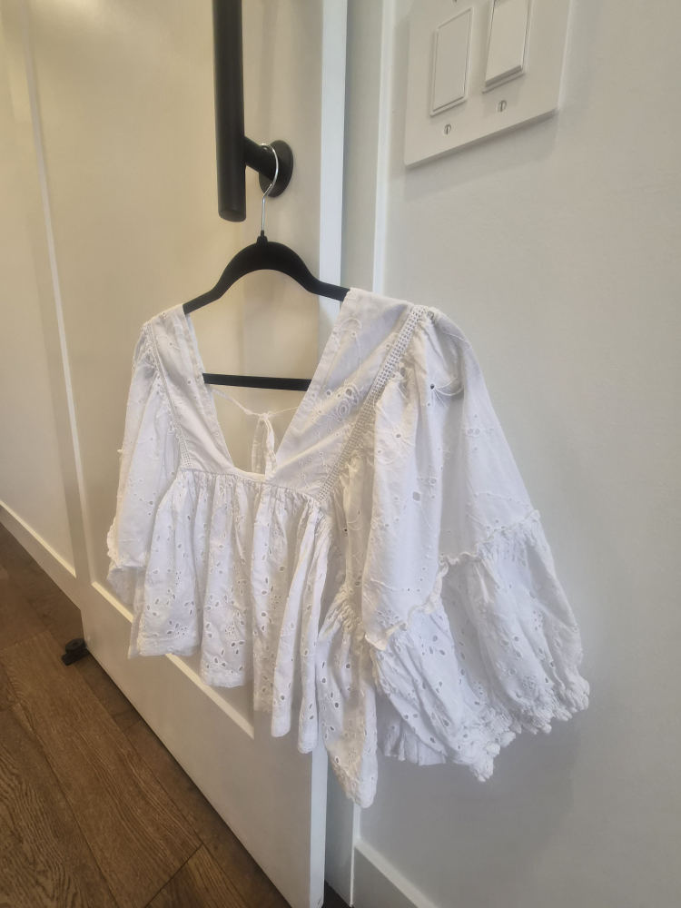 French Connection White Eyelet Top - Size S - photo 3