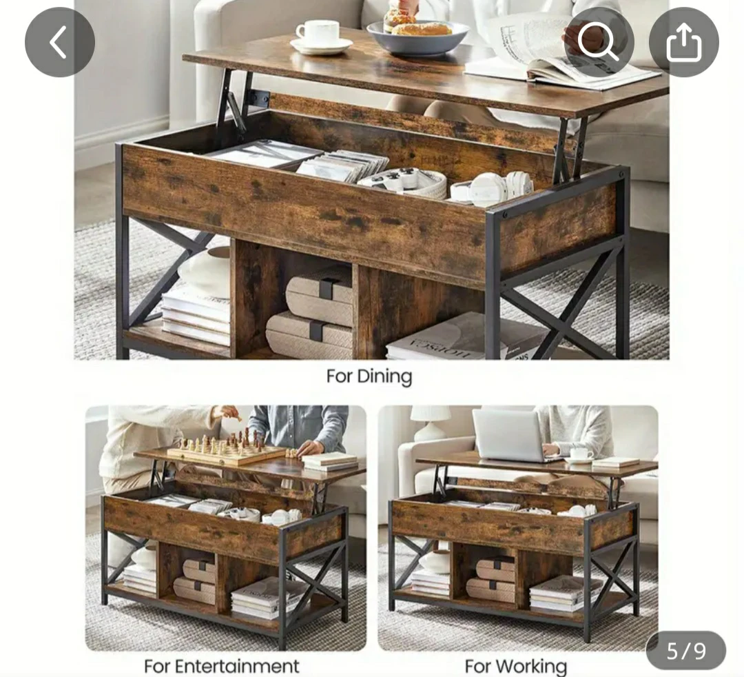 Lift Top Coffee Table with Storage Shelves - photo 4