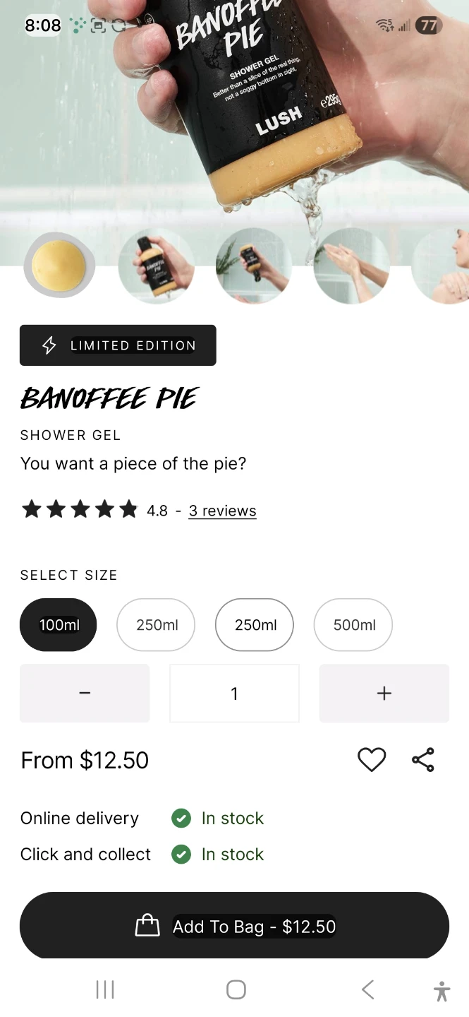 LUSH Banoffee Pie Shower Gel 100ml