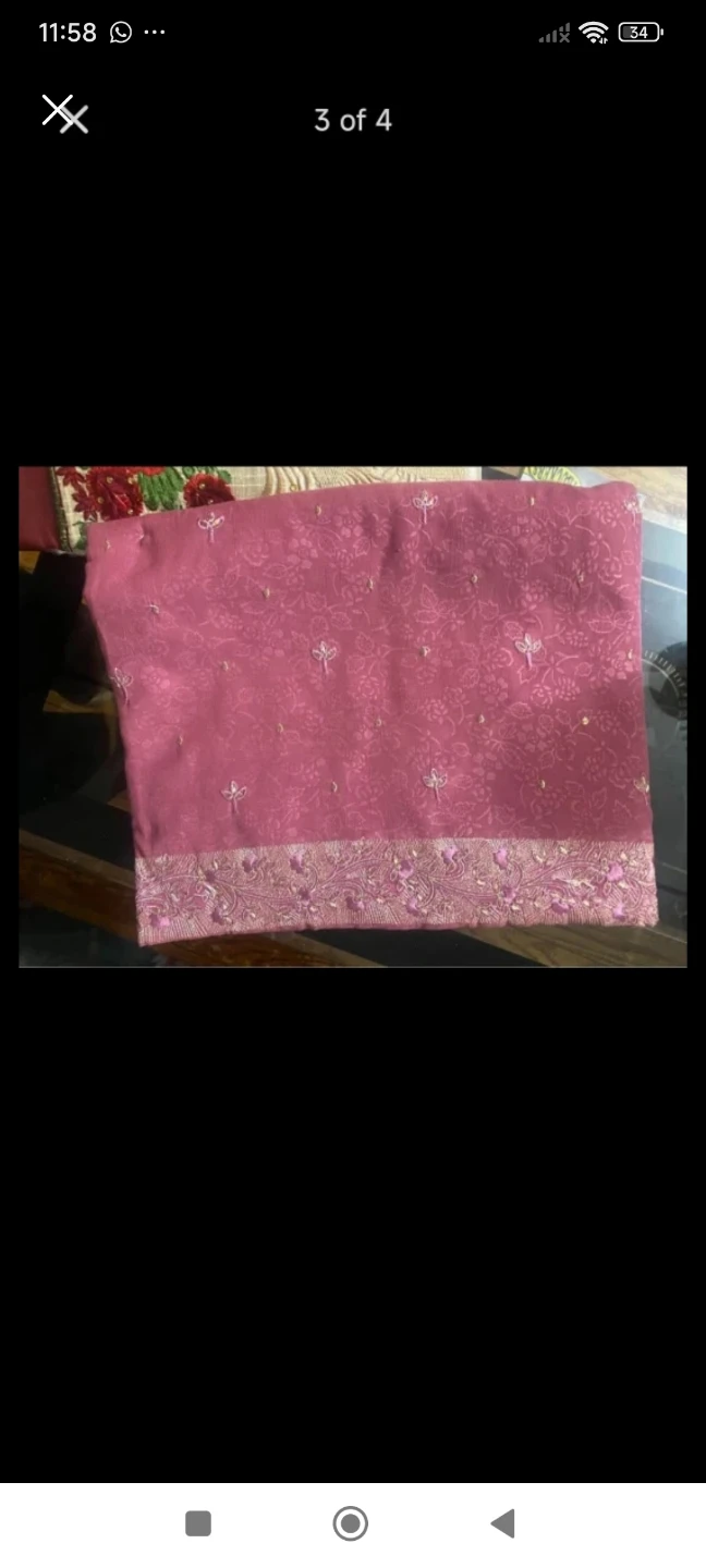 Pink Embroidered Fabric Piece