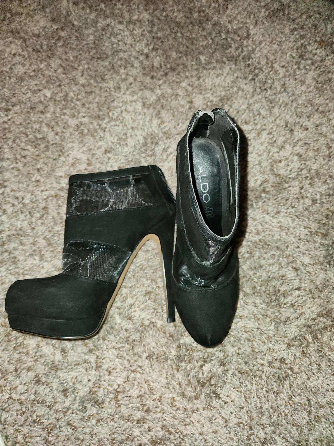 Aldo Black Suede & Mesh Ankle Booties - photo 2