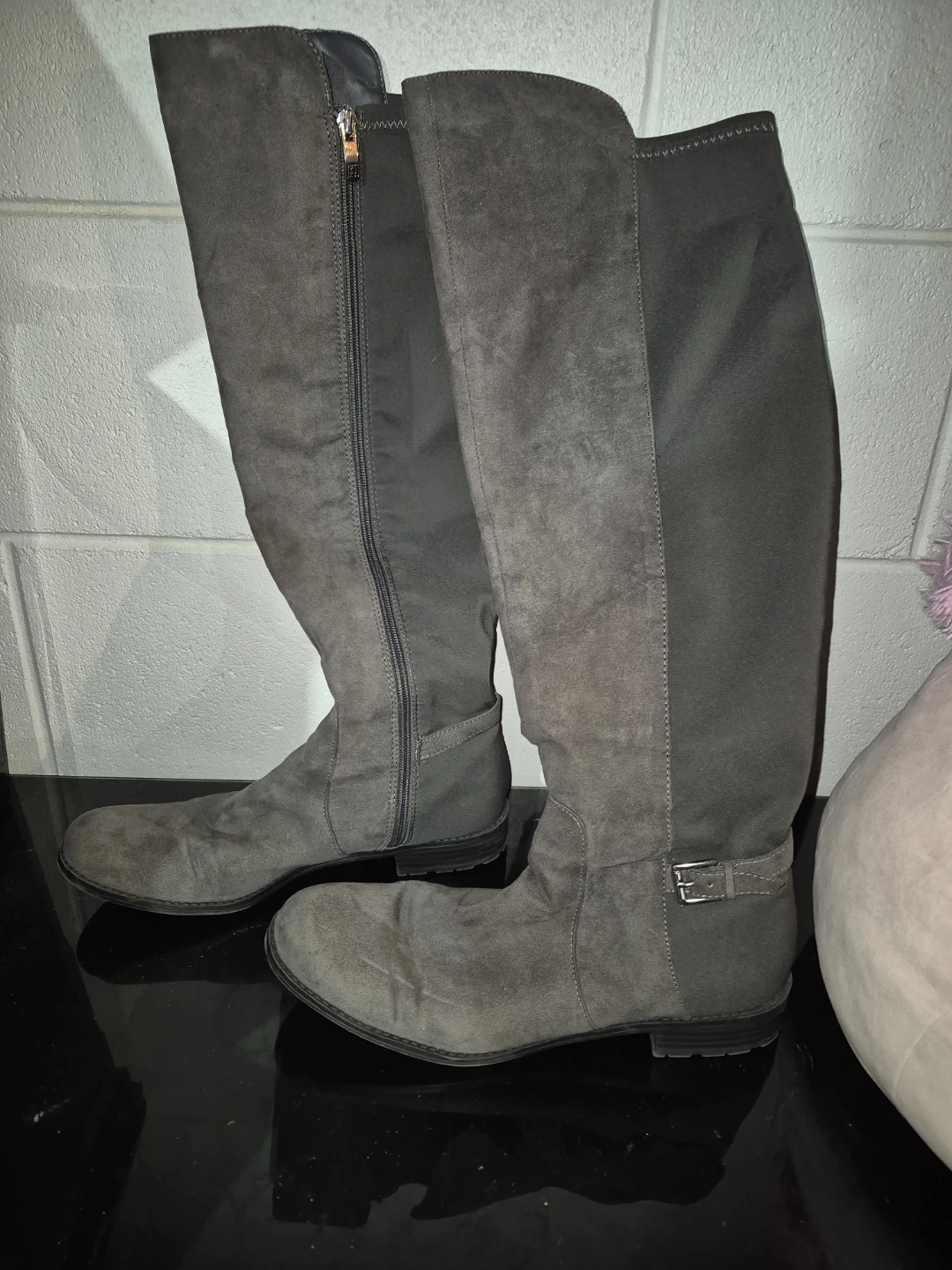 Grey Knee-High Boots - Size 11