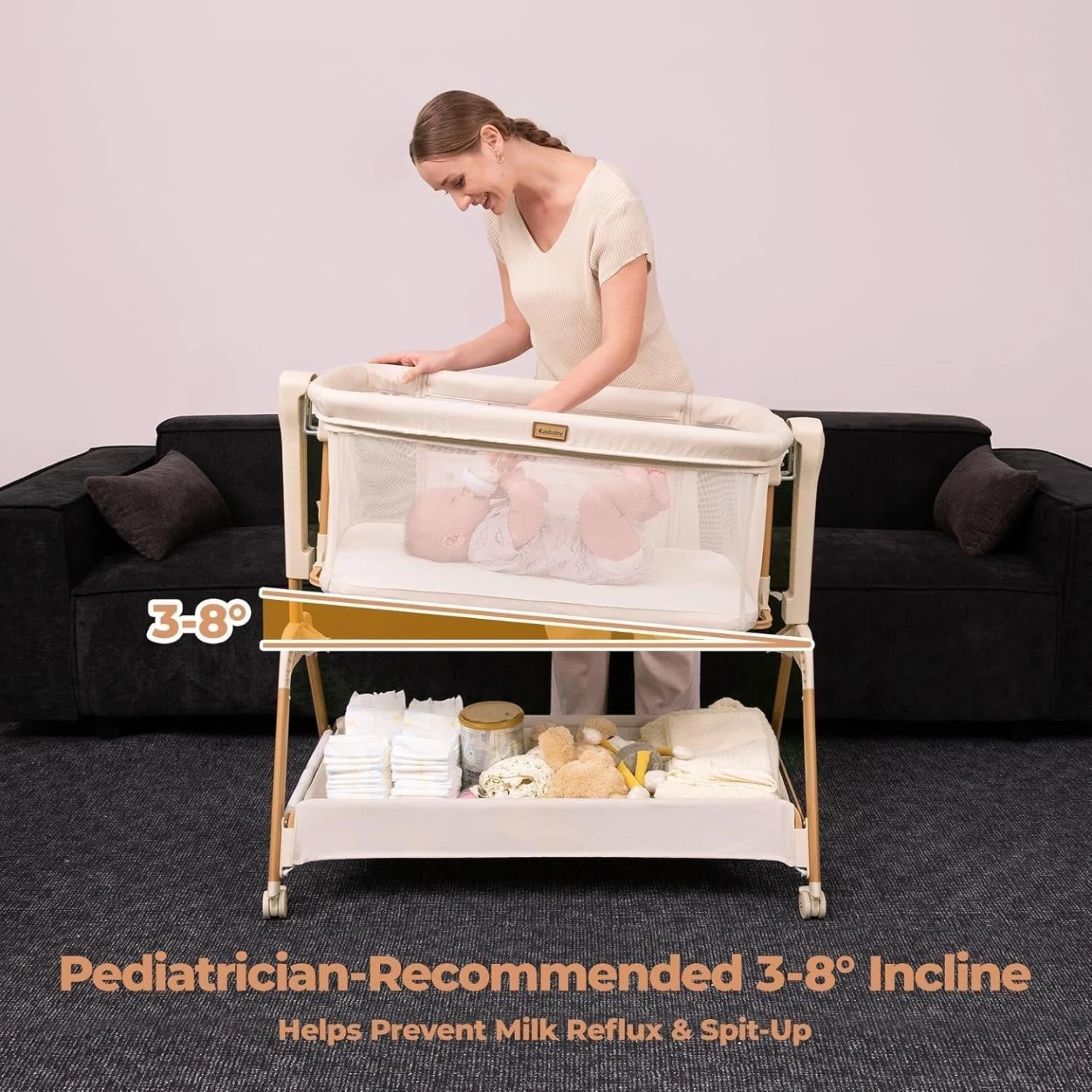 New Ezbaby Gentle Rocking Bassinet - Cream - photo 3