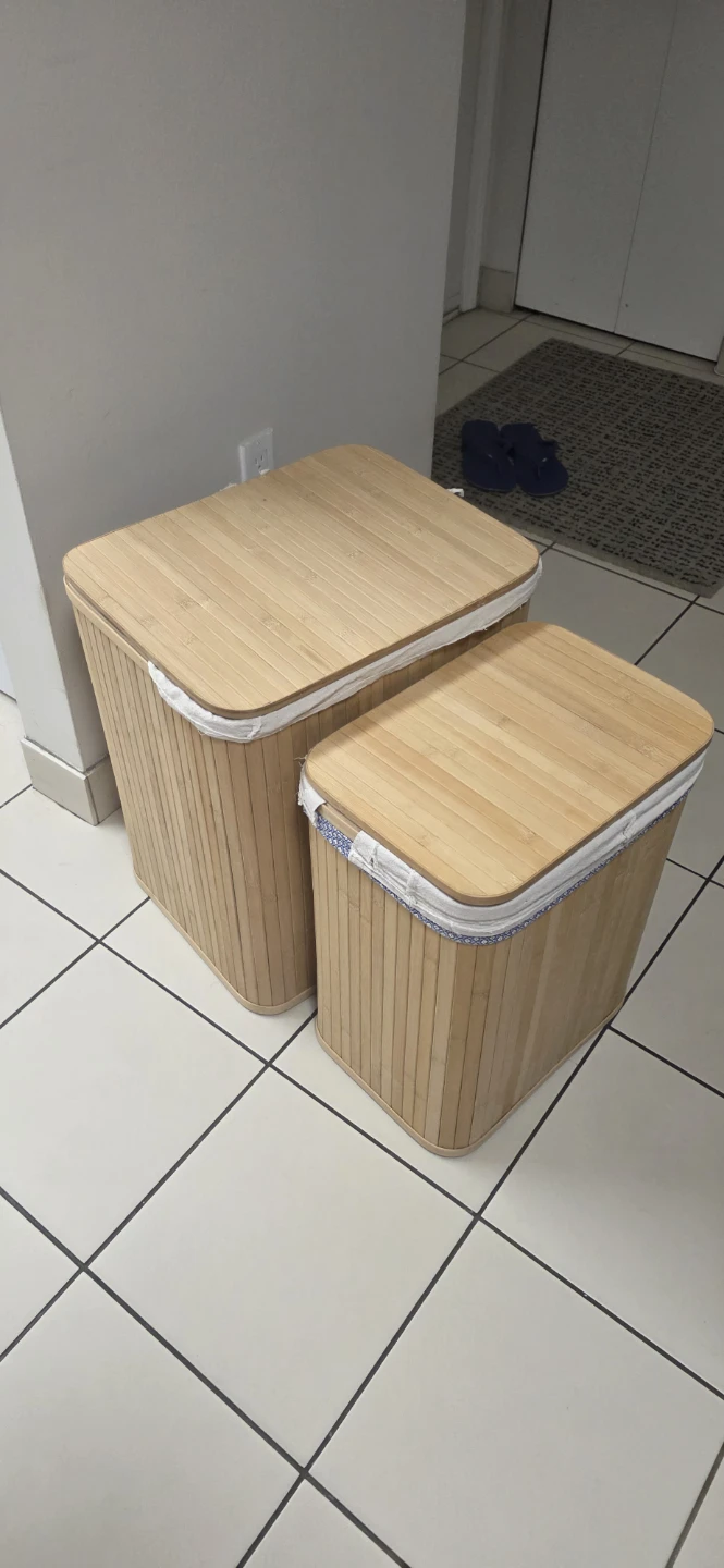 2 Bamboo Laundry Hamper Basket with Lid