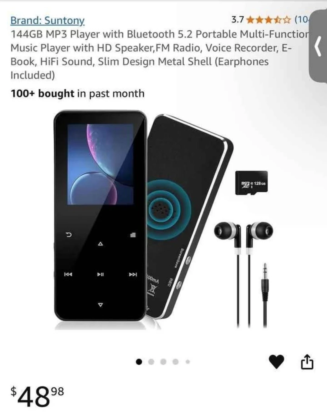 Suntory 144GB MP3 Player with Bluetooth