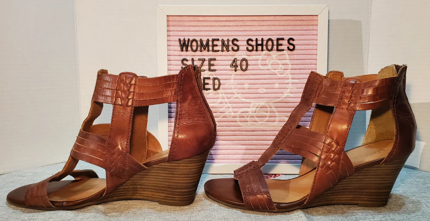 Locale Women's Brown Leather Wedge Sandals Size 40 - photo 3
