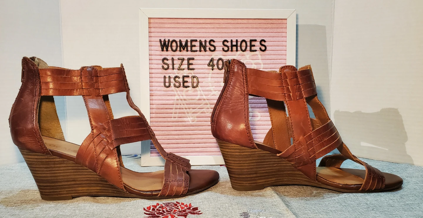 Locale Women's Brown Leather Wedge Sandals Size 40 - photo 4