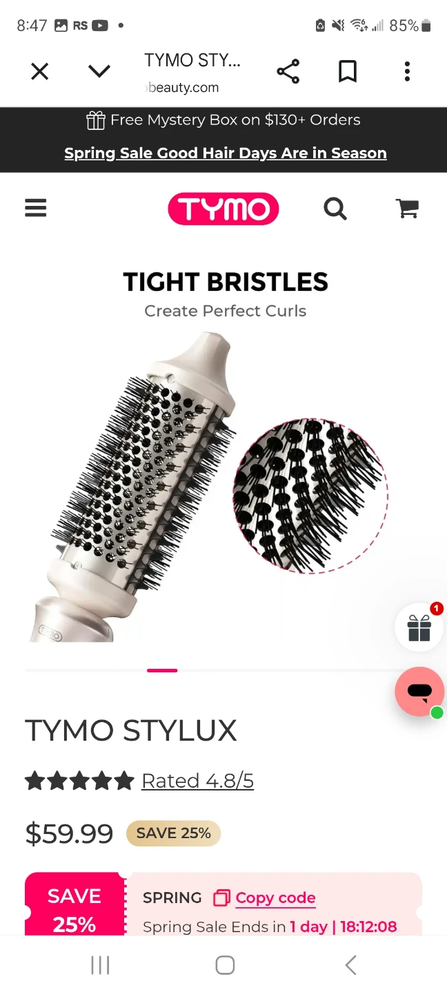 TYMO STYLUX 1.7 inch Hair Curler Brush - photo 5