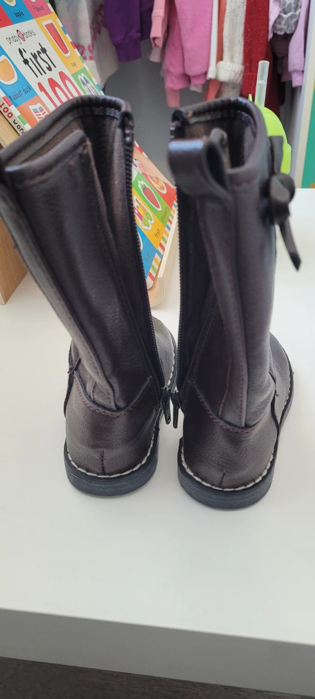 Toddler Brown Faux Leather Boots Size 5 - photo 2