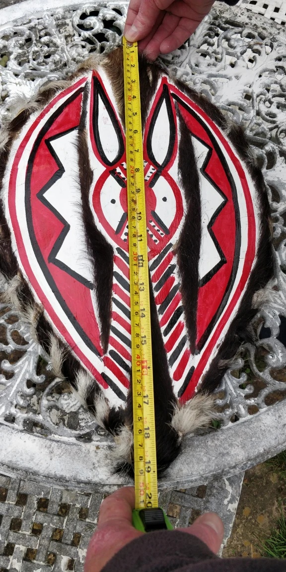 Decorative Hand-Painted Animal Skin Shield - photo 3