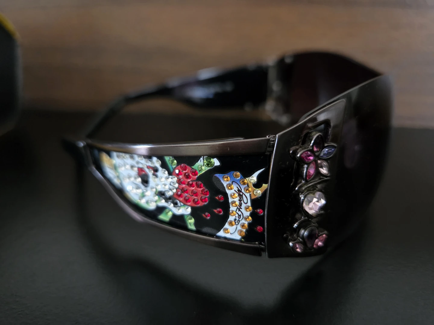 Ed Hardy Sunglasses with Skull and Flower Design
