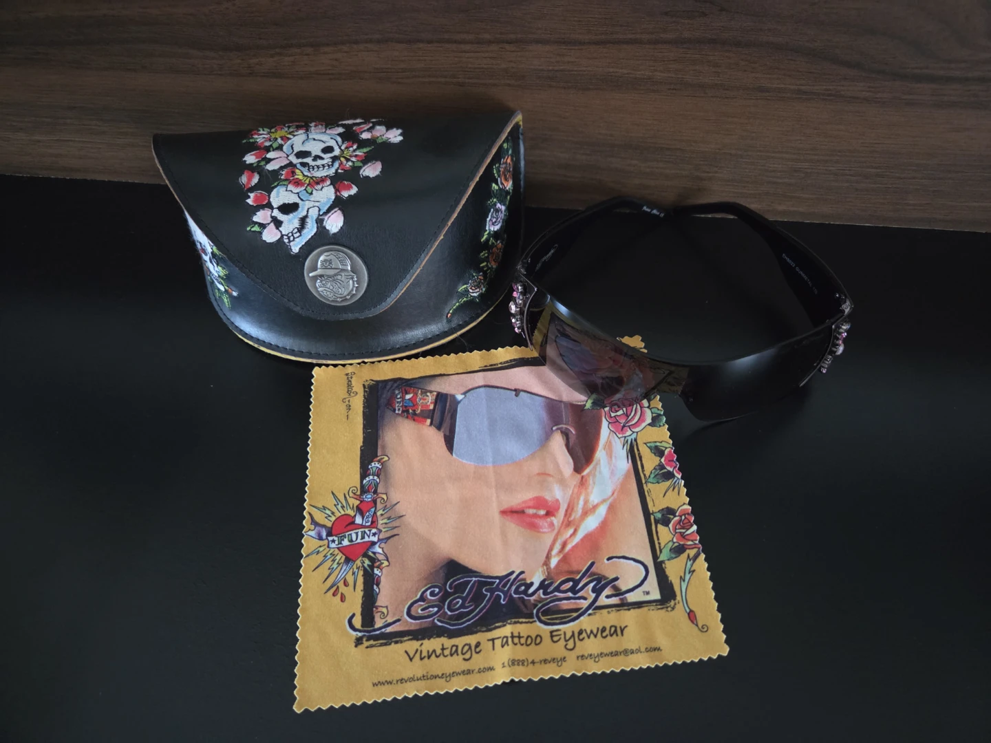 Ed Hardy Sunglasses with Skull and Flower Design - photo 2