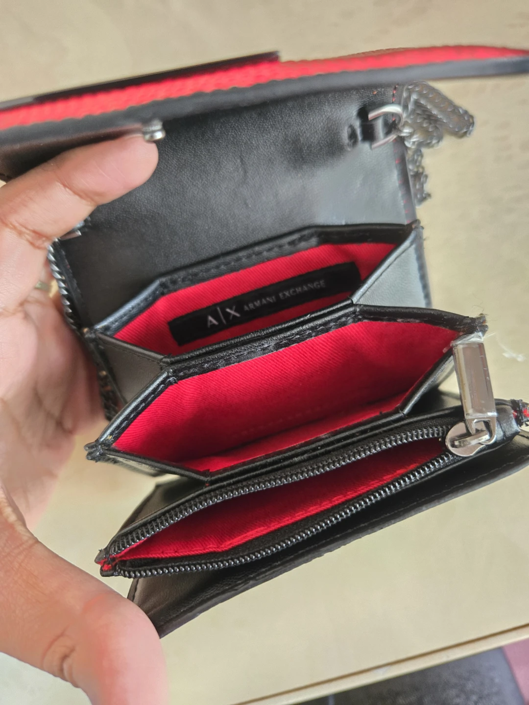 Armani Exchange Small Wallet with Chain - Red - photo 2