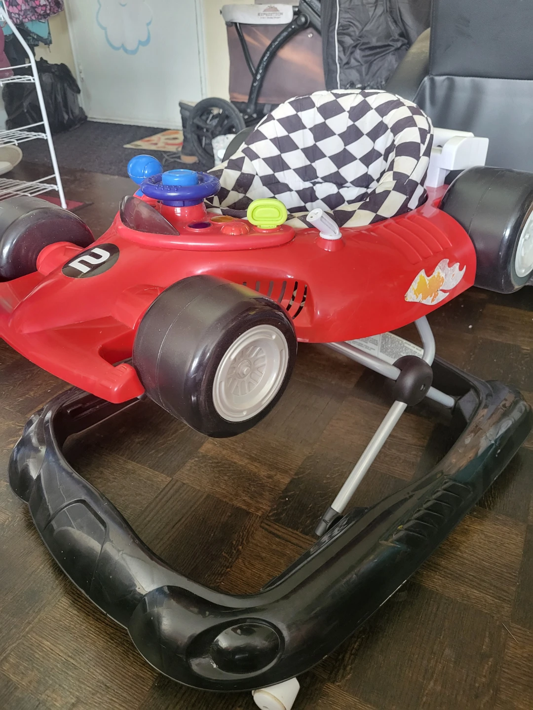 Red Race Car Baby Walker - photo 3
