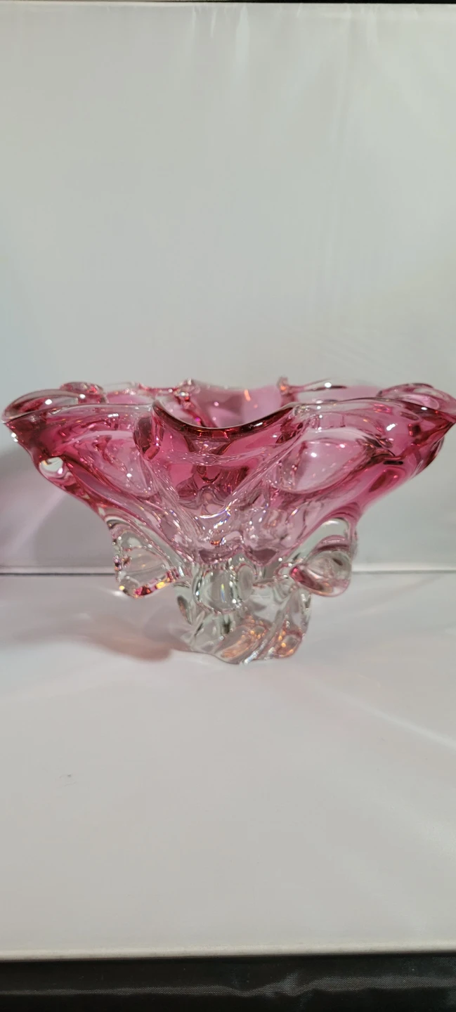 Pink Swirl Glass Art Bowl