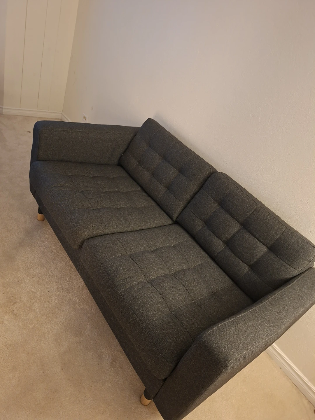 Dark Grey Tufted Sofa - photo 2