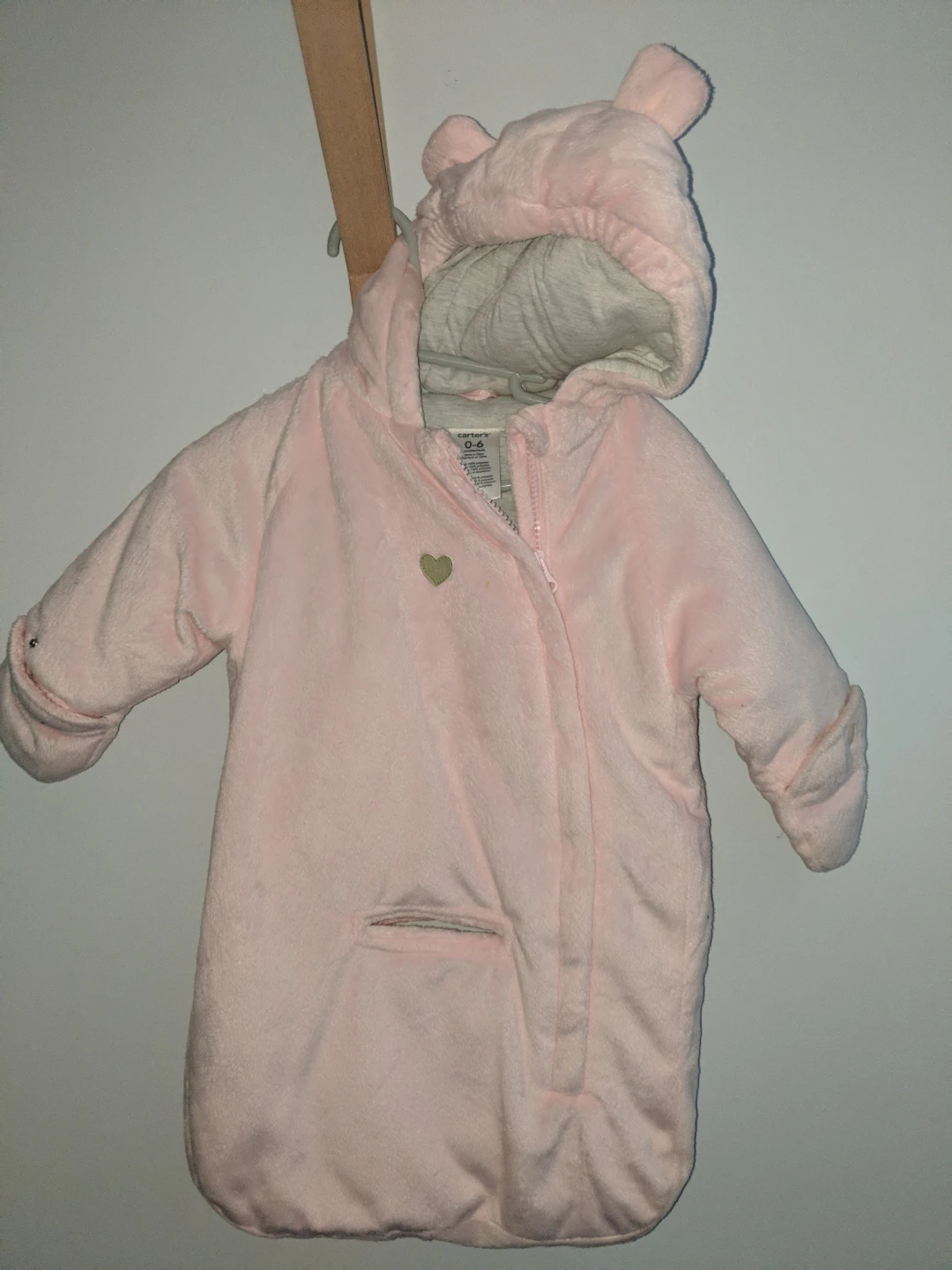 Carter's Baby Pink Fleece Bunting Suit 0-6 Months