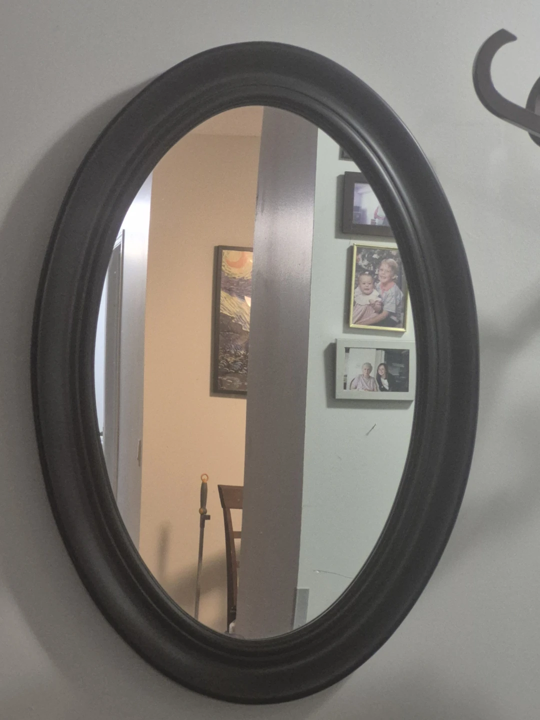 Oval Dark Wood Mirror - photo 2
