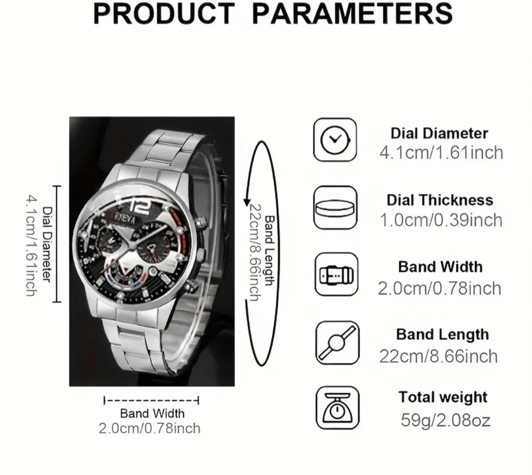Geneva Men's Watch and Bracelet Set - Silver - photo 3