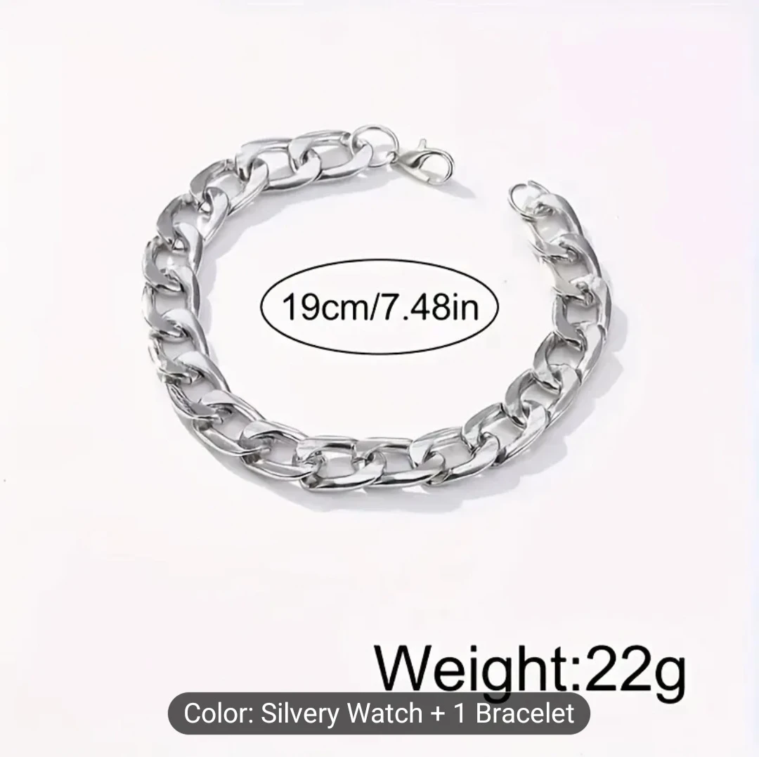 Geneva Men's Watch and Bracelet Set - Silver - photo 4