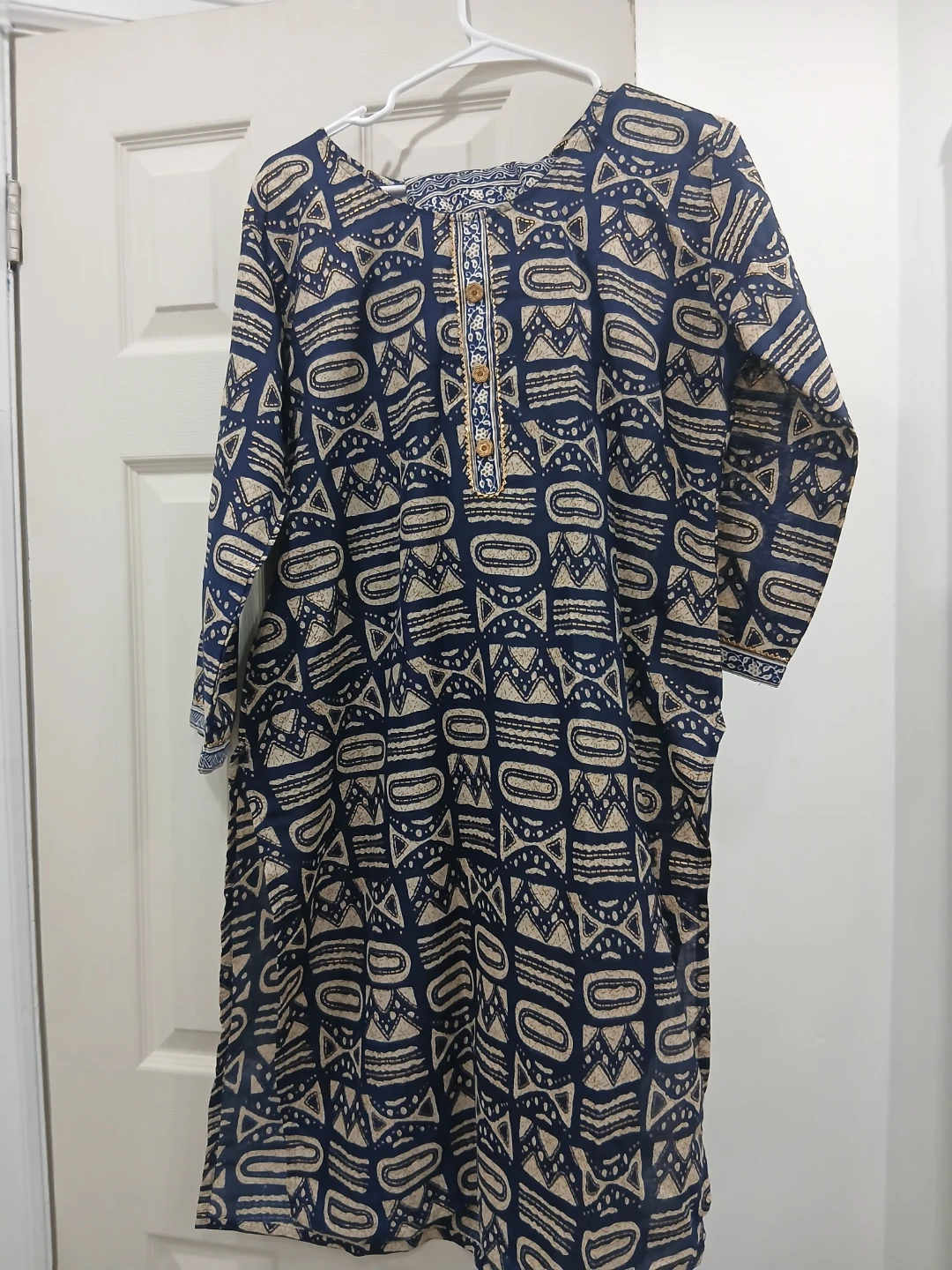 Blue and Tan Printed Kurti