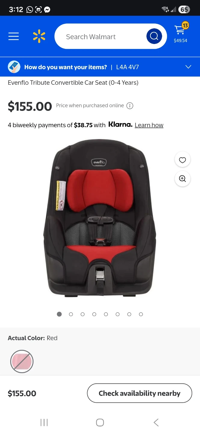 Evenflo Tribute Convertible Car Seat (0-5 Years) - Red