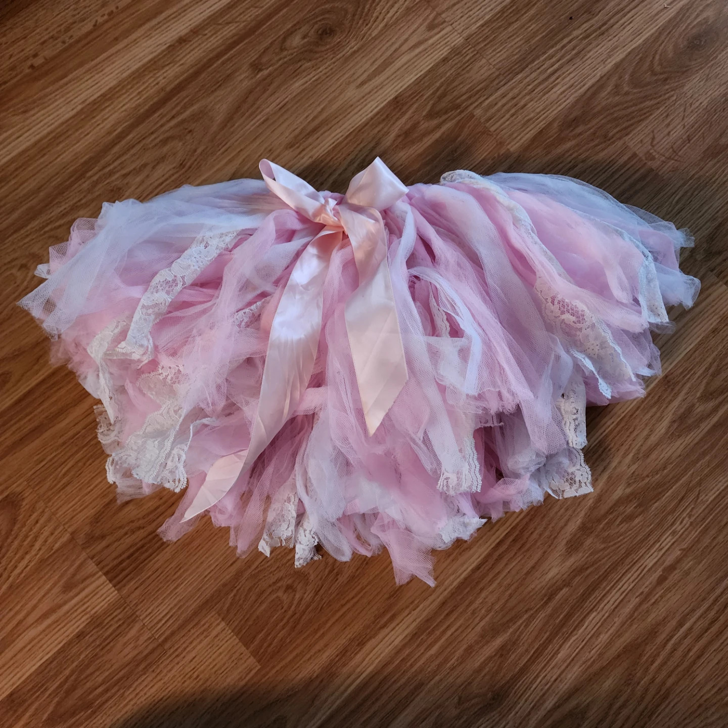 Baby Pink Tutu Skirt with Lace Trim